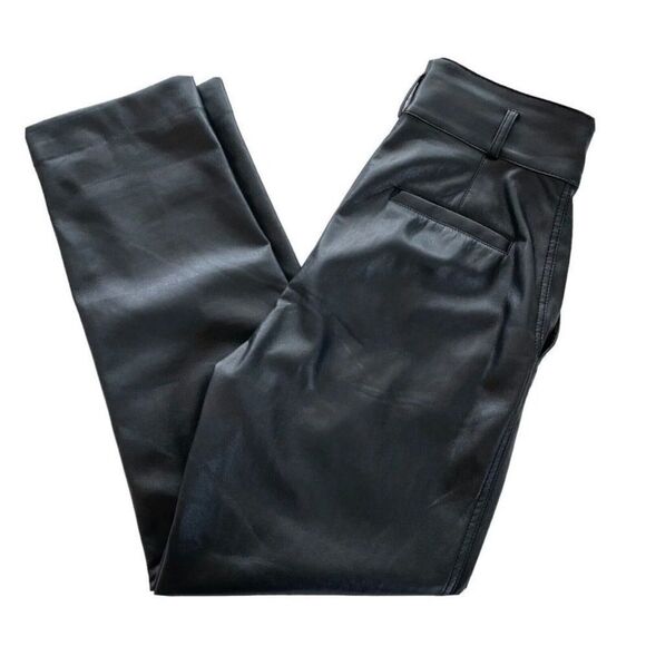 Aritzia Babaton Command Black Faux Leather Ankle Pants size 8 - Picture 6 of 8